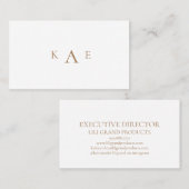 Carte de visite à monogramme simple or et blanc (Devant / Derrière)