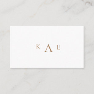 Carte de visite à monogramme simple or et blanc