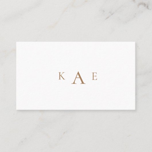 Carte de visite à monogramme simple or et blanc (Devant)