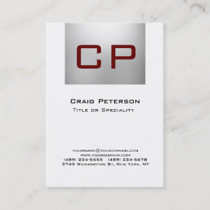 Carte de visite à monogramme vertical gris blanc r