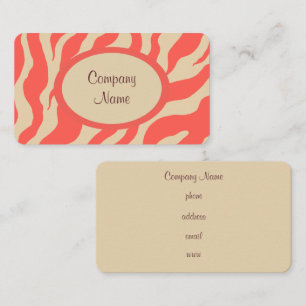 Carte de visite à motif zèbre corail
