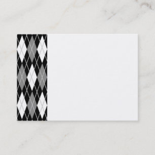 Carte de visite à motifs de losanges blanc noir