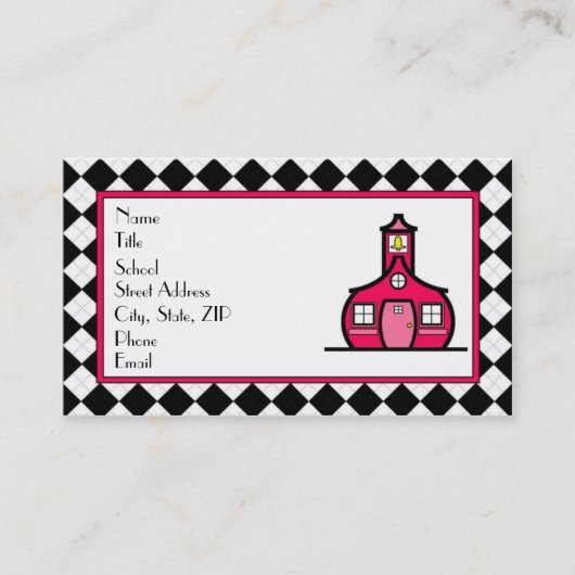 Carte de visite à motifs de losanges de professeur (Devant)