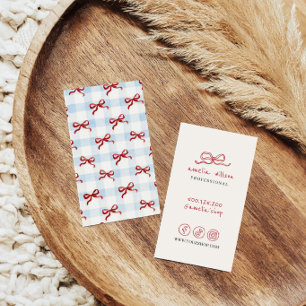 carte de visite à noeud papillon gingham minimalis