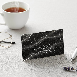 Carte de visite à paillettes noires