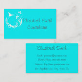 Carte de visite à papillon bleu turquoise et blanc (Devant / Derrière)