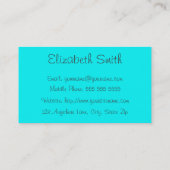 Carte de visite à papillon bleu turquoise et blanc (Dos)