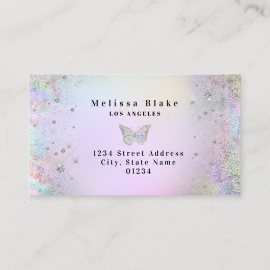 carte de visite à papillon iridescent simulé (Dos)