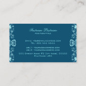 Carte de visite à perles florales bleu foncé et pa (Dos)