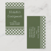 Carte de visite à perles raffinées, vert de trèfle (Devant / Derrière)