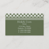 Carte de visite à perles raffinées, vert de trèfle (Dos)