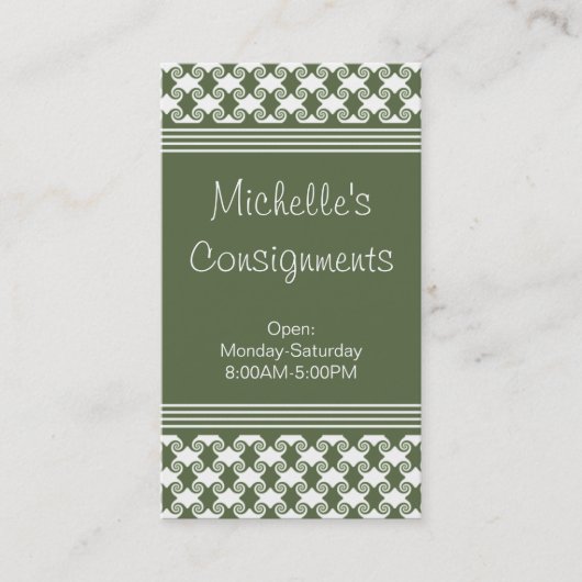 Carte de visite à perles raffinées, vert de trèfle (Devant)