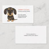 Carte De Visite À poils durs Dachshund | Cute Teckel Cartoon Chien (Devant / Derrière)