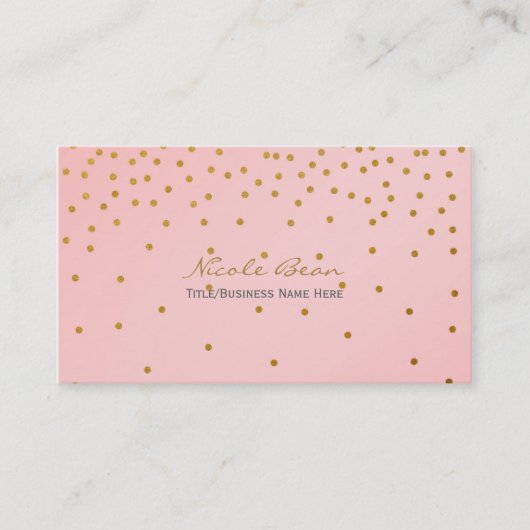 Carte de visite à points de confettis rose poudré (Devant)