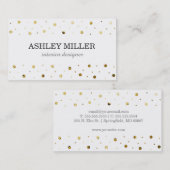Carte de visite à points Polka blanc et or (Devant / Derrière)