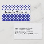 Carte de visite à points Polka bleu professionnel (Devant / Derrière)