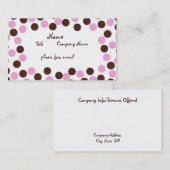 Carte de visite à points Polka rose et Brown (Devant / Derrière)