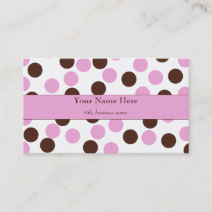 Carte de visite à points Polka rose et Brown