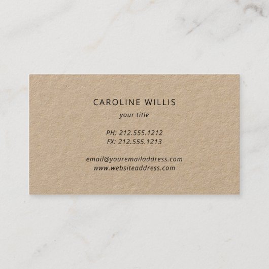 carte de visite à rameaux d'olivier rustique (Dos)