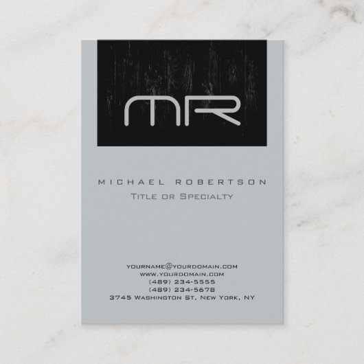 Carte de visite à rayures à effet de bois Monogram (Devant)