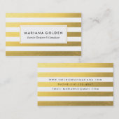 Carte de visite à rayures blanc et or (Devant / Derrière)