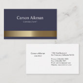 Carte de visite à rayures bleu or (Devant / Derrière)