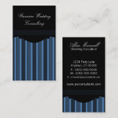 Carte de visite à rayures chic, bleu foncé (Devant / Derrière)