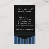 Carte de visite à rayures chic, bleu foncé (Dos)