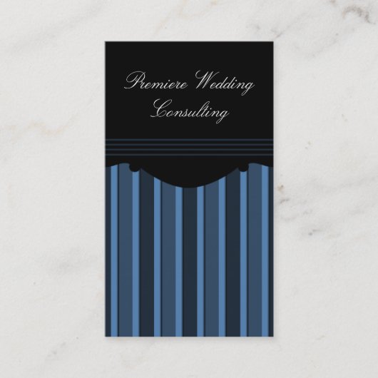 Carte de visite à rayures chic, bleu foncé (Devant)