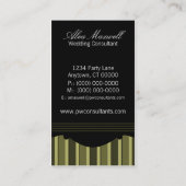 Carte de visite à rayures chics, vert olive (Dos)