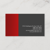 Carte de visite à rayures gris rouge tendance (Dos)