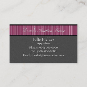 Carte de visite à rayures polies, gris et bordeaux