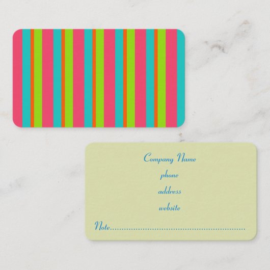 Carte de visite à rayures Rétro Bright (Devant / Derrière)