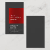 Carte de visite à rayures rouges gris vertical ten (Devant / Derrière)