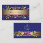 Carte de visite à souffle d'or bleu de la marine c (Devant / Derrière)