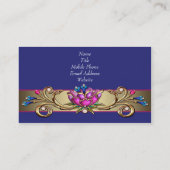 Carte de visite à souffle d'or bleu de la marine c (Dos)