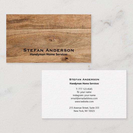 Carte de visite à texture bois (Devant / Derrière)