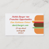 Carte de visite à thème Cheeseburger (Dos)