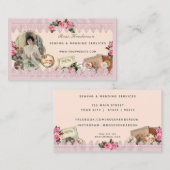 Carte de visite à thème de la dentelle rose Vintag (Devant / Derrière)