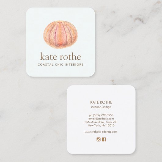 Carte de visite à thème de la plage d'Urchin de me (Devant / Derrière)