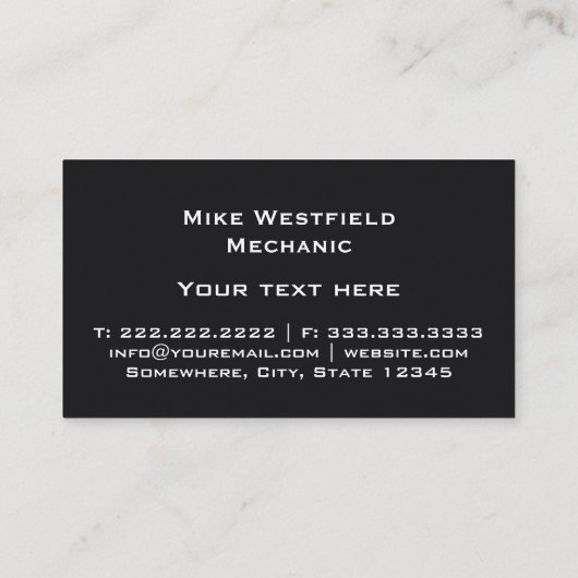 Carte de visite à thème de l'automobile classique (Dos)