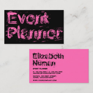 Carte de visite à typographie grunge rose et noir