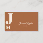 Carte de visite à typographie terracotta monogramm (Devant)