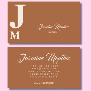 Carte de visite à typographie terracotta monogramm