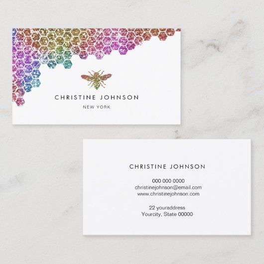 Carte De Visite abeille à abeille en faux arc-en-ciel (Devant / Derrière)