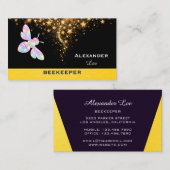 Carte de visite Abeille à miel Confetti Doré (Devant / Derrière)