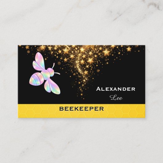 Carte de visite Abeille à miel Confetti Doré (Devant)