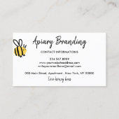 Carte De Visite Abeille à miel simple blanche (Dos)