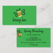 Carte De Visite Abeille à miel simple verte (Devant / Derrière)