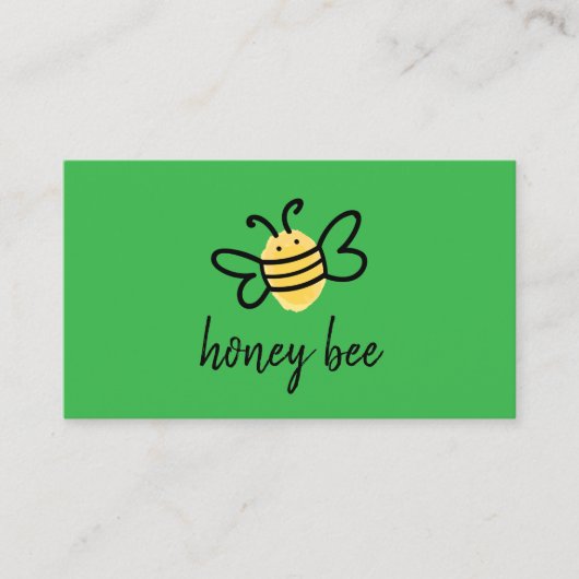 Carte De Visite Abeille à miel simple verte (Devant)